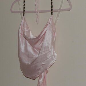 LIGHT PINK SATIN HALTER